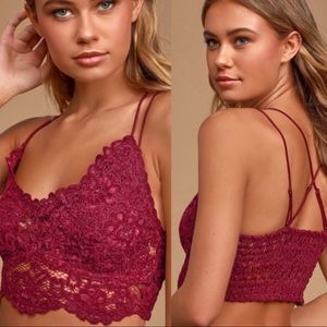 Free People Celine Longline Velvet Bralette M